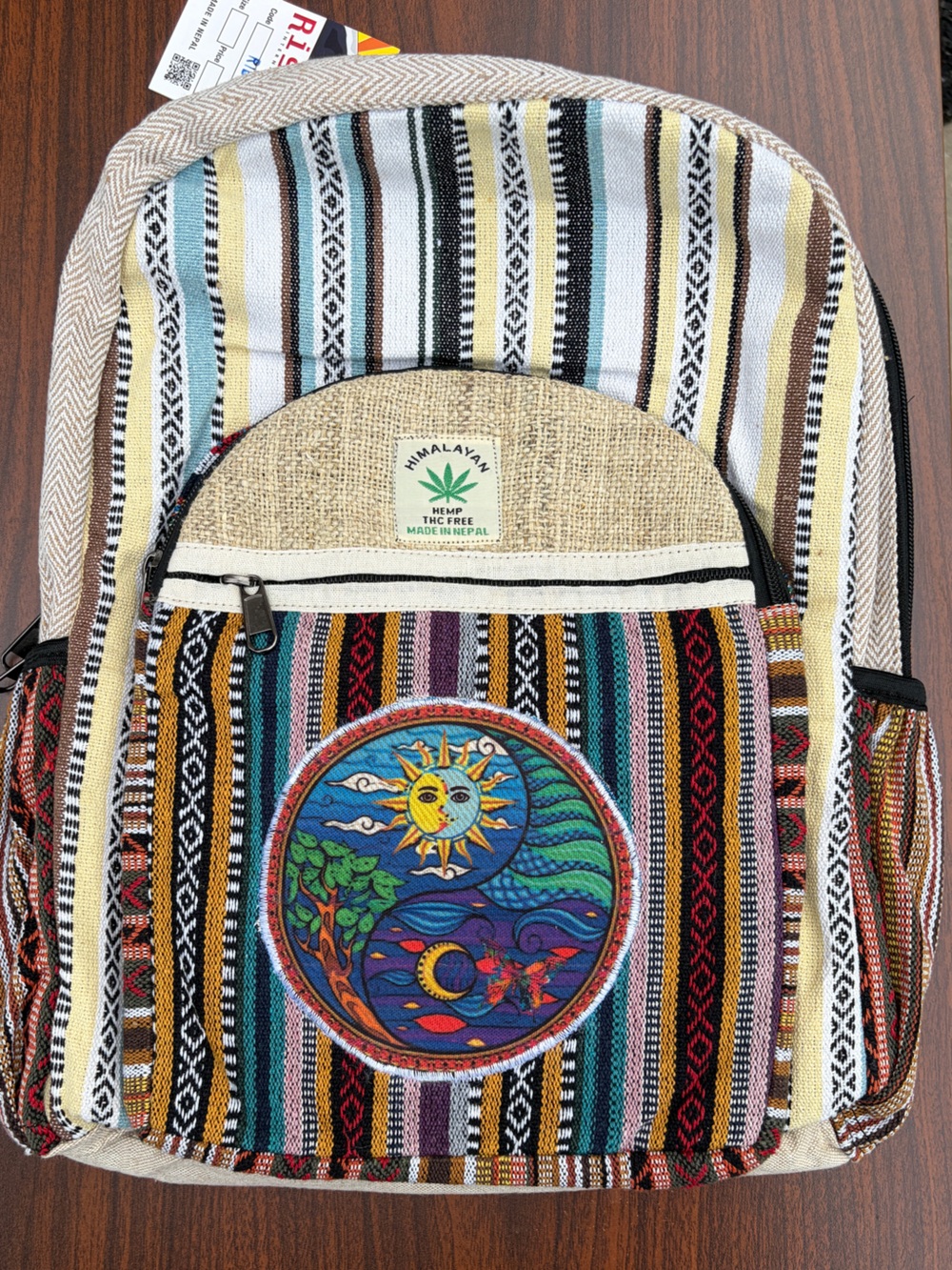 Rising International Himalayan Hemp Sun Moon Backpack Nepal Boho NWT